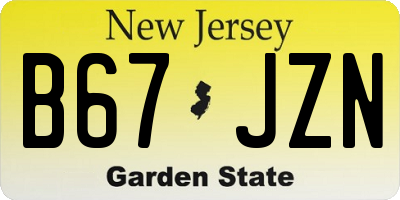 NJ license plate B67JZN