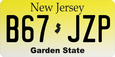 NJ license plate B67JZP