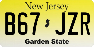 NJ license plate B67JZR