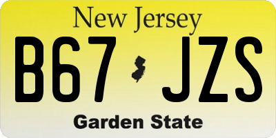 NJ license plate B67JZS