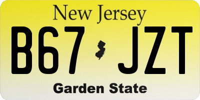 NJ license plate B67JZT