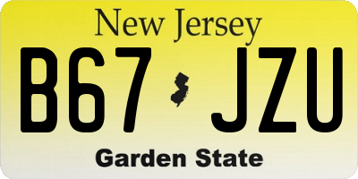 NJ license plate B67JZU