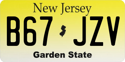 NJ license plate B67JZV