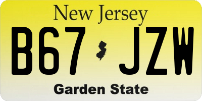 NJ license plate B67JZW