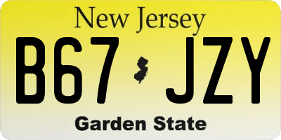 NJ license plate B67JZY