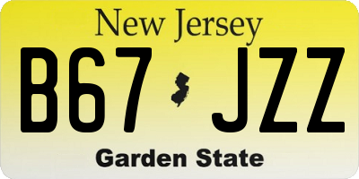 NJ license plate B67JZZ