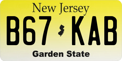 NJ license plate B67KAB