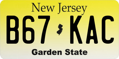 NJ license plate B67KAC