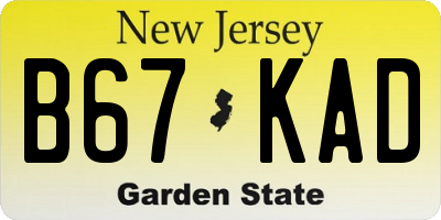 NJ license plate B67KAD