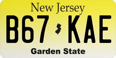 NJ license plate B67KAE