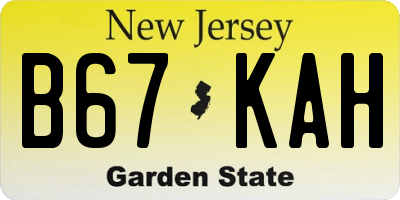 NJ license plate B67KAH