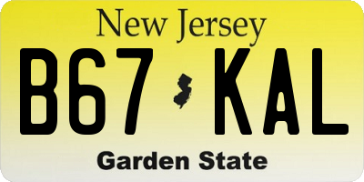 NJ license plate B67KAL