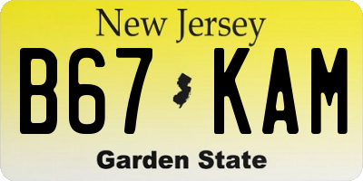 NJ license plate B67KAM