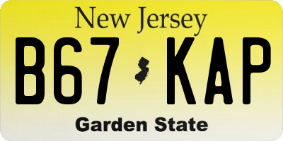 NJ license plate B67KAP