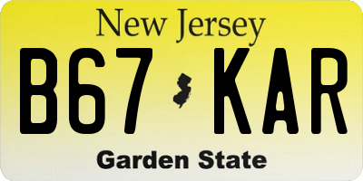 NJ license plate B67KAR