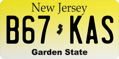 NJ license plate B67KAS
