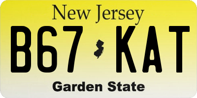 NJ license plate B67KAT