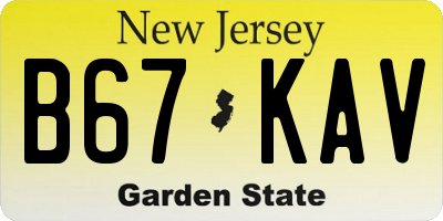 NJ license plate B67KAV