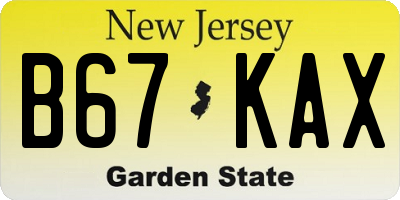 NJ license plate B67KAX