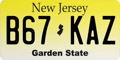 NJ license plate B67KAZ