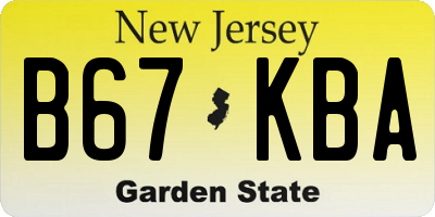NJ license plate B67KBA