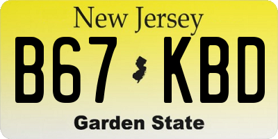 NJ license plate B67KBD