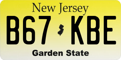 NJ license plate B67KBE