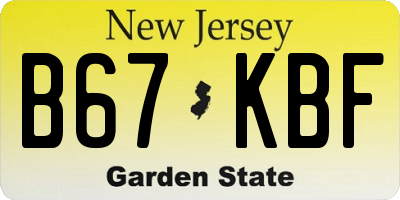 NJ license plate B67KBF