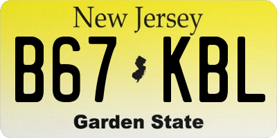 NJ license plate B67KBL