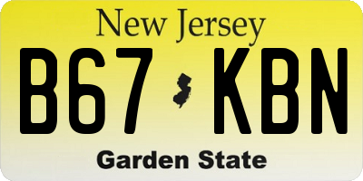 NJ license plate B67KBN