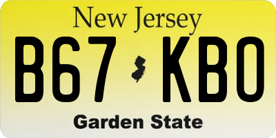 NJ license plate B67KBO