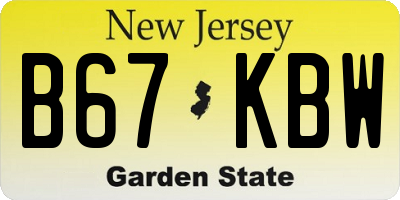 NJ license plate B67KBW