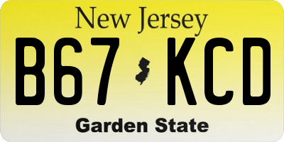 NJ license plate B67KCD