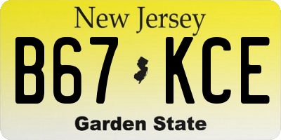 NJ license plate B67KCE