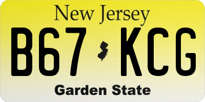 NJ license plate B67KCG