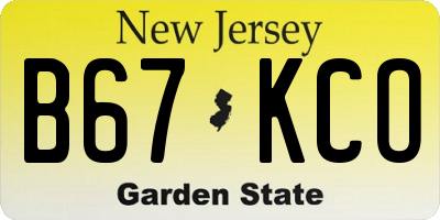 NJ license plate B67KCO