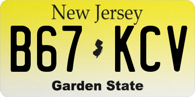 NJ license plate B67KCV