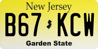 NJ license plate B67KCW