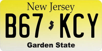 NJ license plate B67KCY
