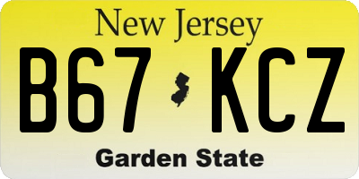 NJ license plate B67KCZ