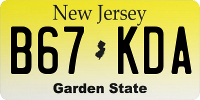 NJ license plate B67KDA