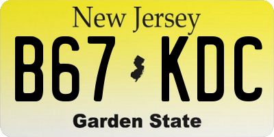 NJ license plate B67KDC