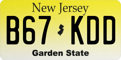 NJ license plate B67KDD