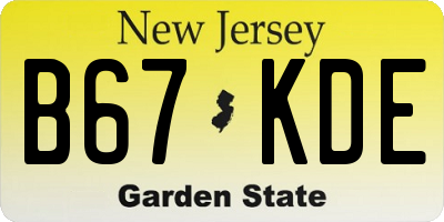 NJ license plate B67KDE