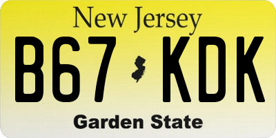 NJ license plate B67KDK