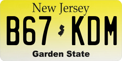 NJ license plate B67KDM