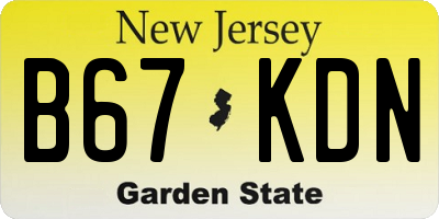 NJ license plate B67KDN
