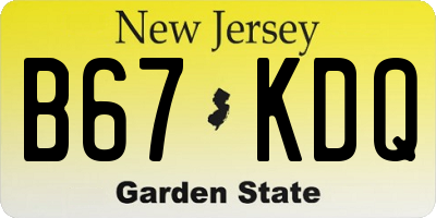 NJ license plate B67KDQ
