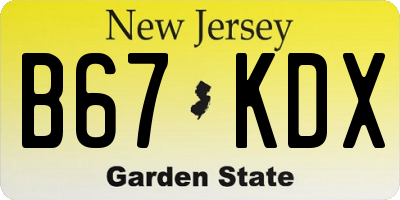 NJ license plate B67KDX