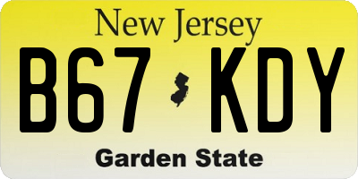 NJ license plate B67KDY